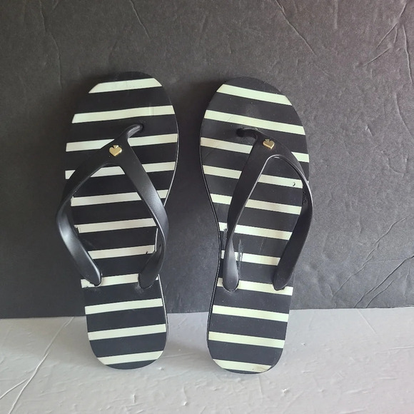 Kate Spade black/white flip flop sz.7 women's - Picture 2 of 9